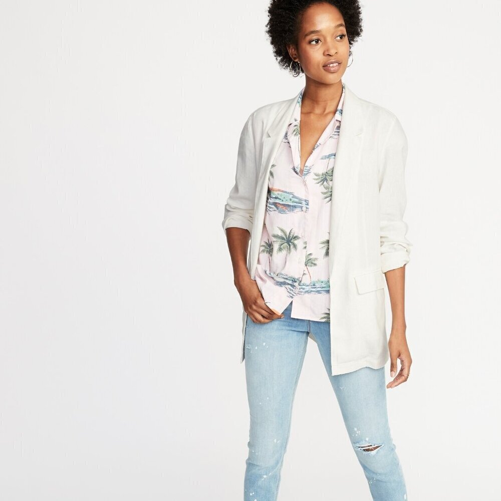 Old Navy Linen Blend Off White Blazer XL